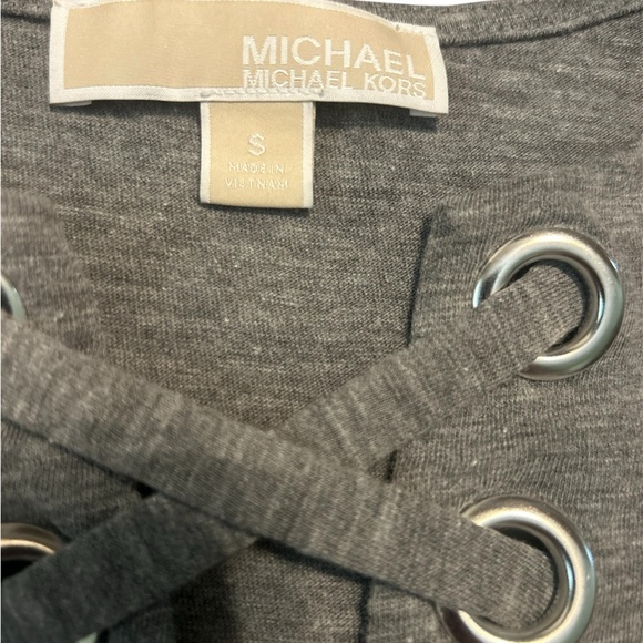 Michael Kors Gray T-Shirts Lace Up Short Sleeve‎ Casual - Picture 3 of 5